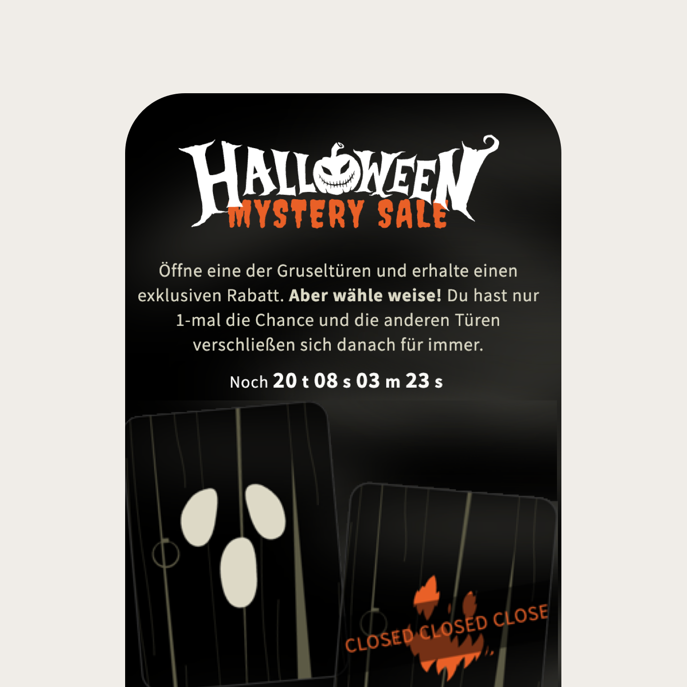 Halloween Mystery Sale Kampagne